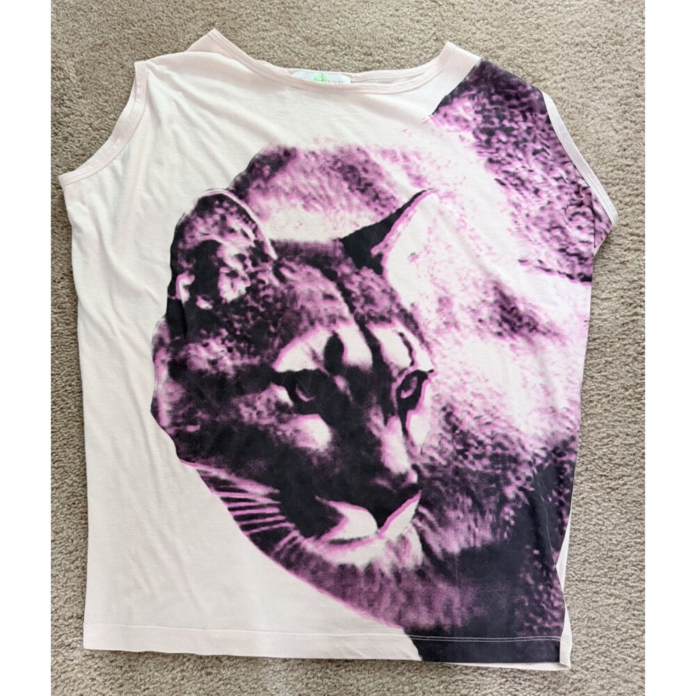 Stella McCartney Pink Lynx Graphic Tunic Top 44 Cotton Oversized Tee Portugal - Picture 4 of 16